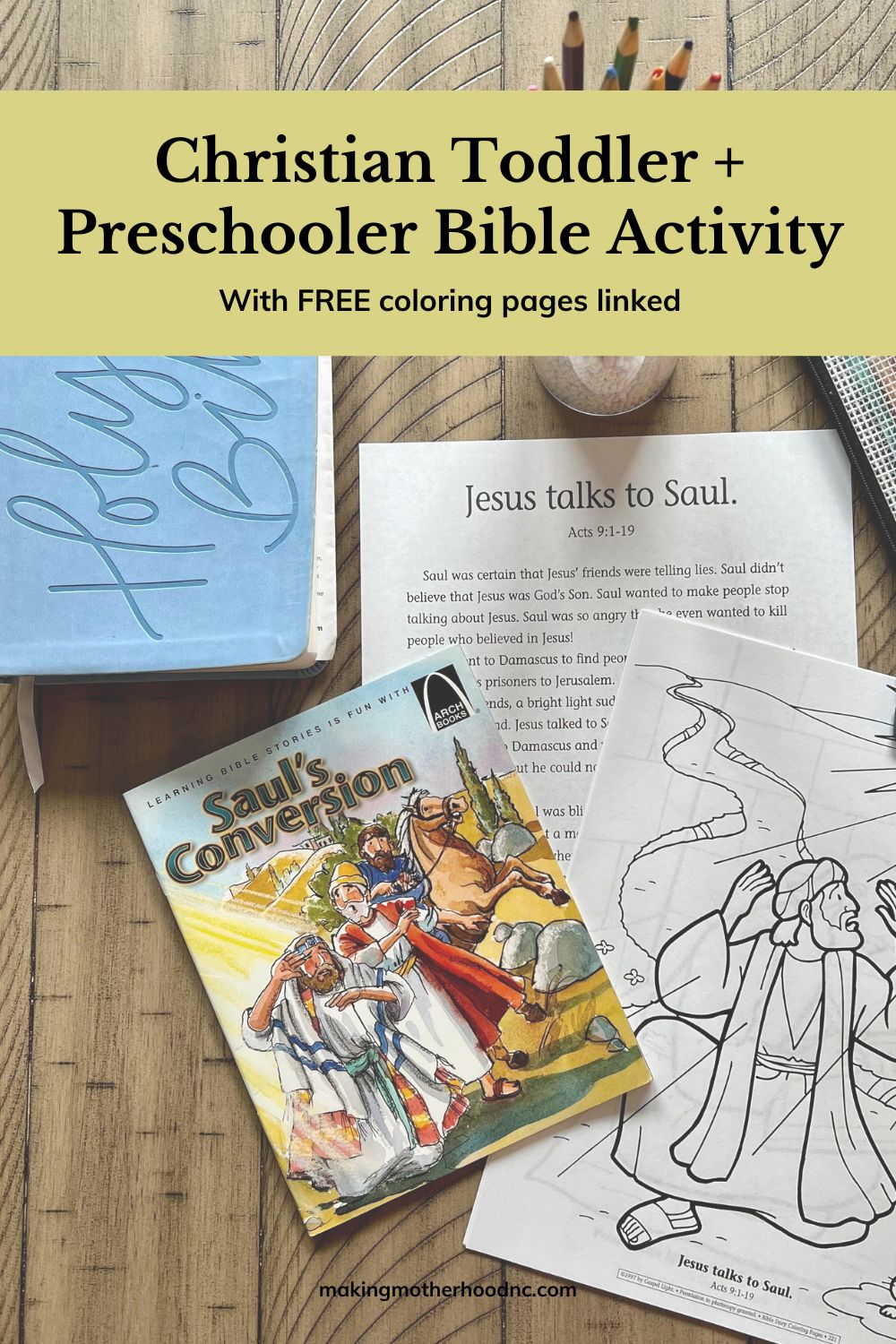 Christian Toddler + Preschooler Bible Learning Activity
